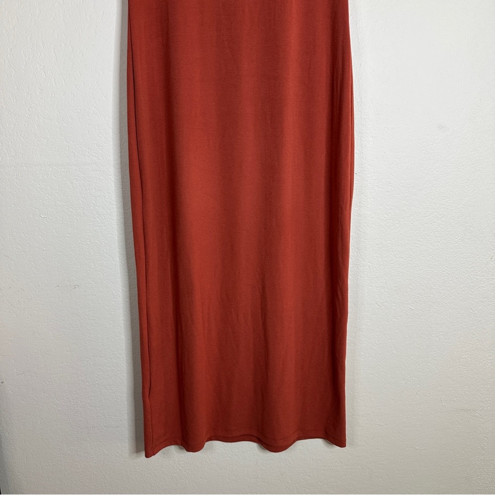 FREE PEOPLE BEACH burnt orange Good Feels slim midi dress M - Picture 10 of 10